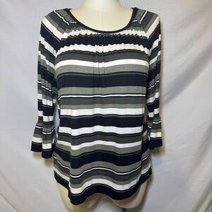 Michael Kors Bell‎ Sleeve Striped Shirt Top Blouse Size XL